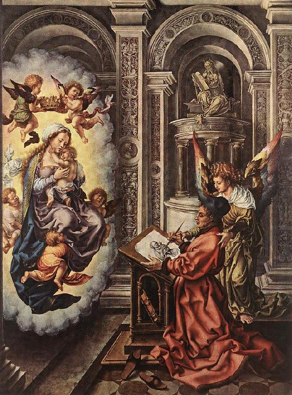GOSSAERT, Jan (Mabuse) St Luke Painting the Madonna sdg oil painting picture